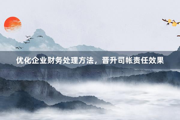 优化企业财务处理方法，晋升司帐责任效果