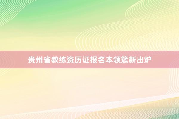 贵州省教练资历证报名本领簇新出炉